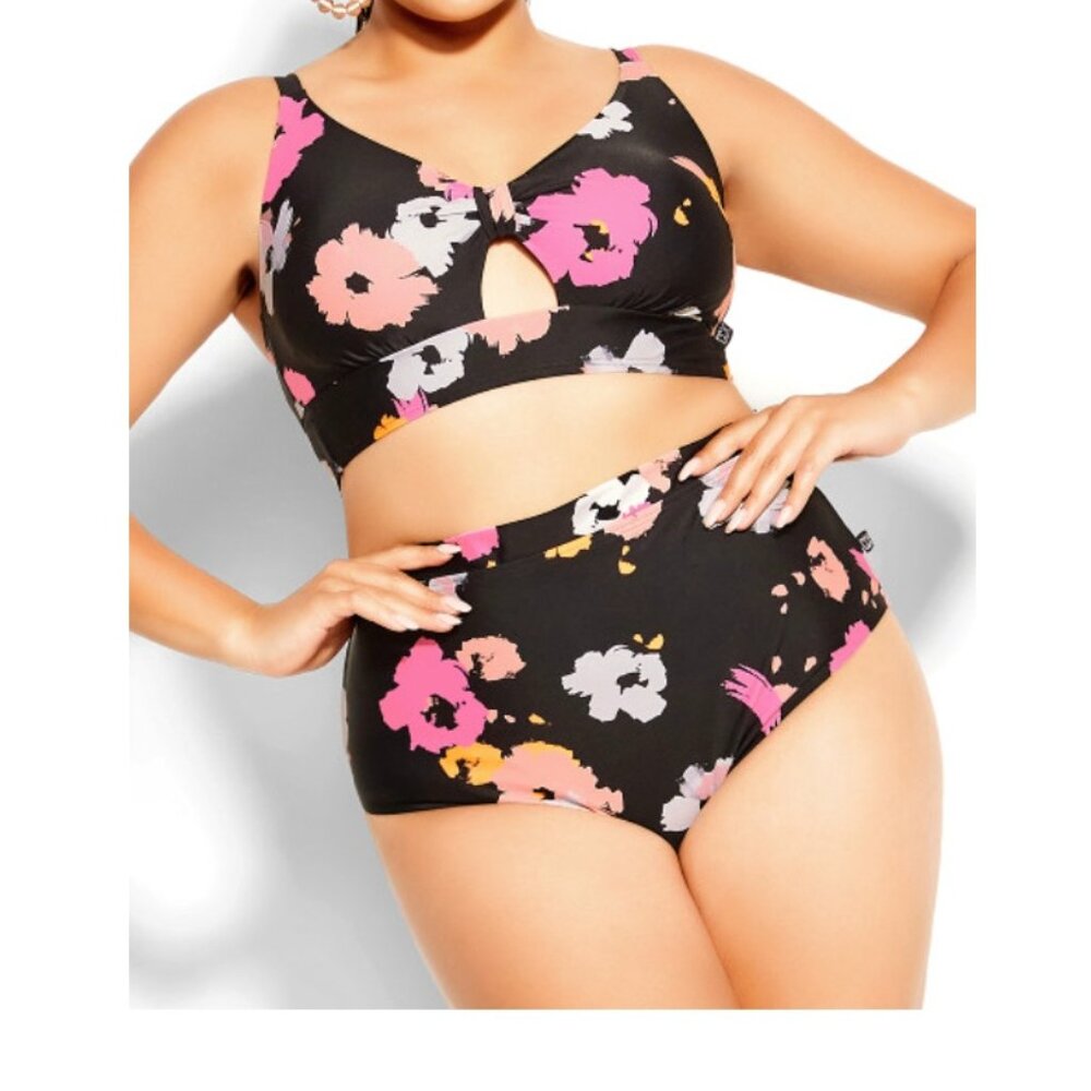City Chic- Floral High Waisted Bikini Set -  18W - NWT